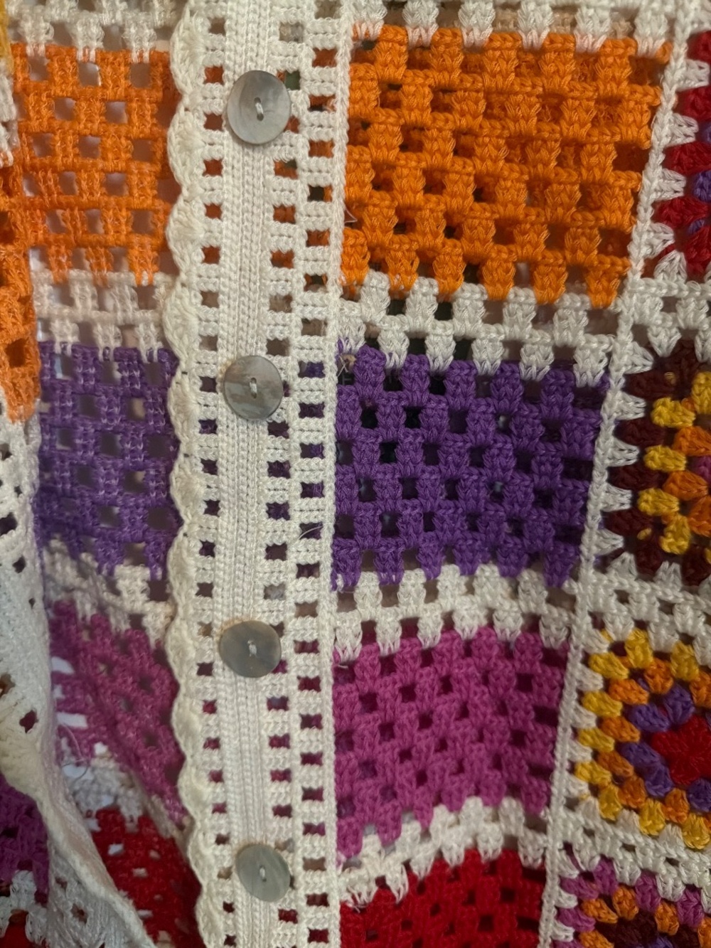 FARM Rio Multicolor Crochet Patchwork Cardigan NWT Size M - Picture 3 of 3